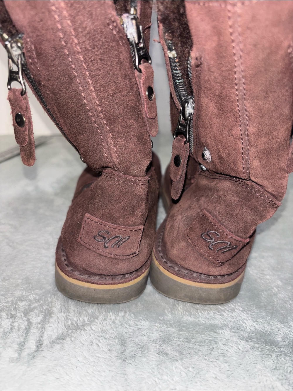 SoftMoc Norway Brown Suede Shearling Zipper Boots Size 8 - Picture 4 of 6
